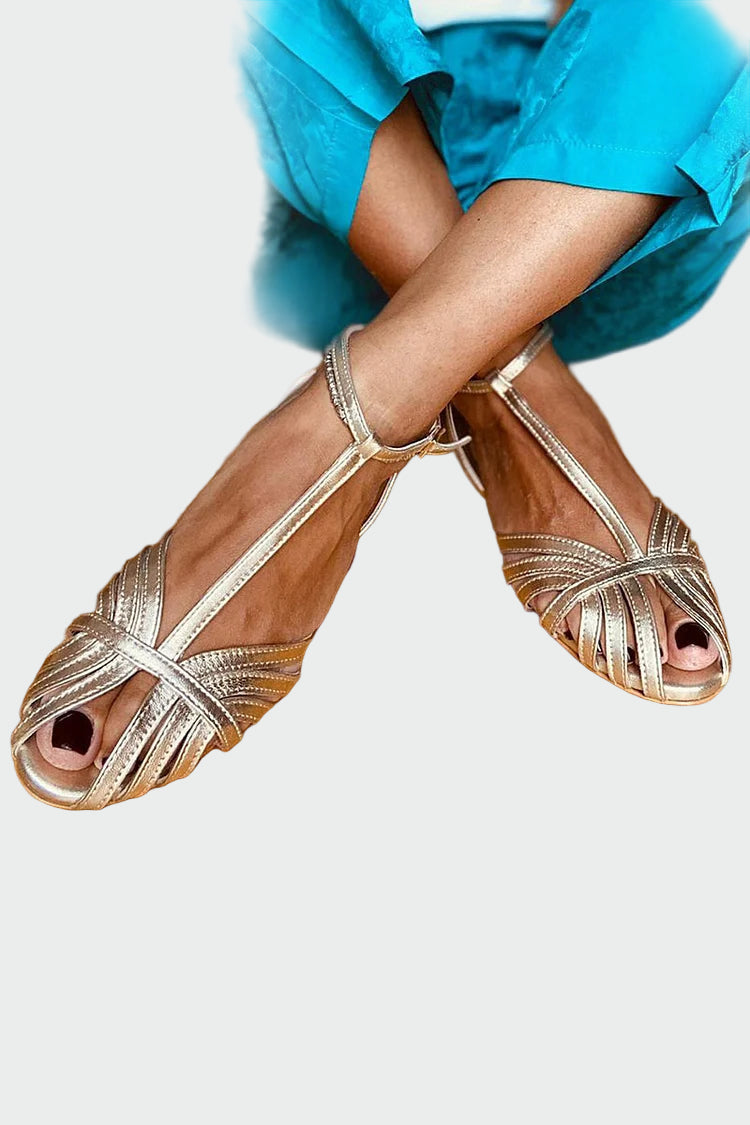 Metalliske glans sandaler