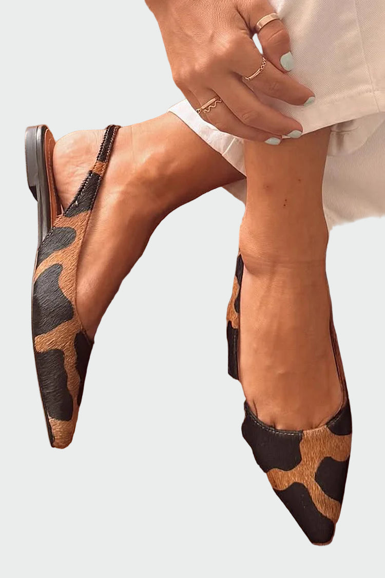 Leonora | Elegante Slingback med Spids Tå og Dyreprint