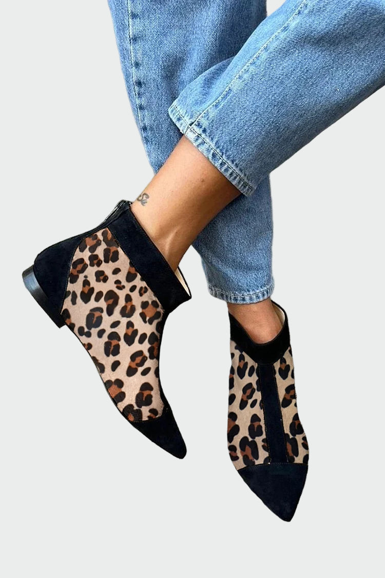 Leopardstøvler med spids tå
