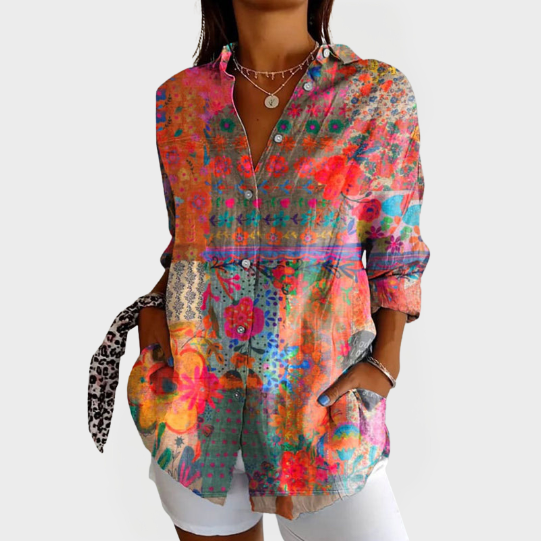 Vintage Bluse med Blomsterdesign