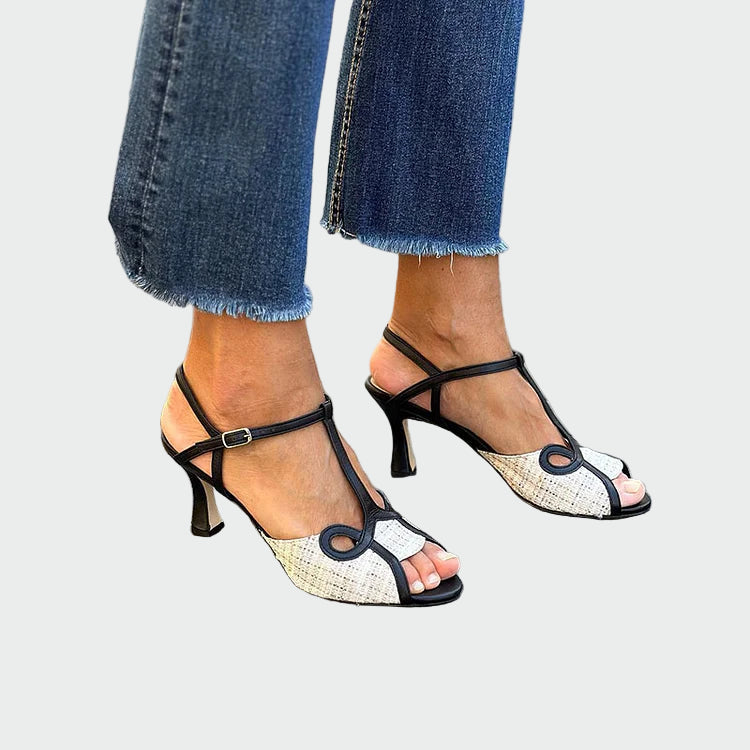 Sandaletter med mellem høj hæl i retro stil
