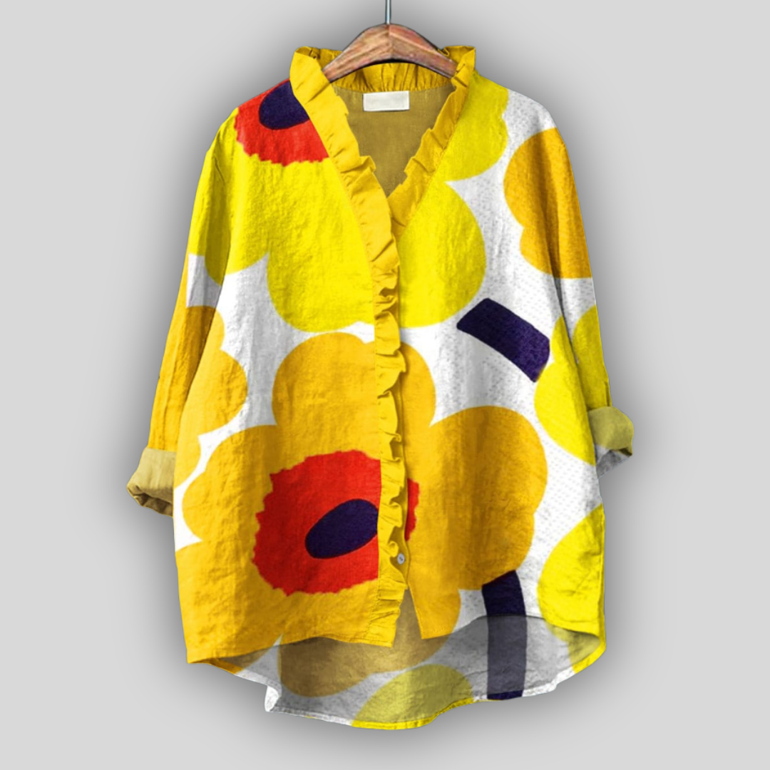 Blomsteret Linned Bluse