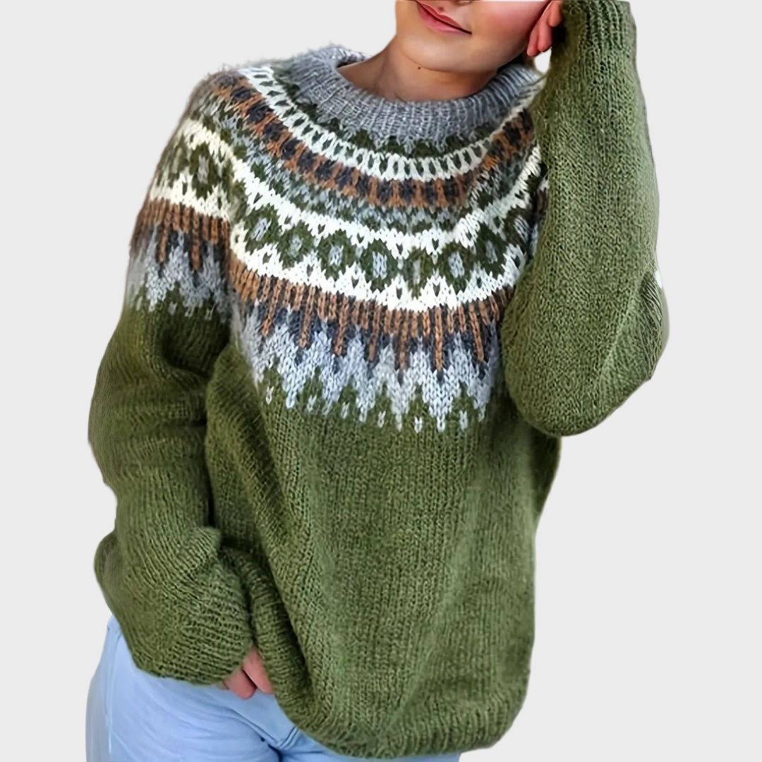 Blødt Strikket Turtleneck med Mønster