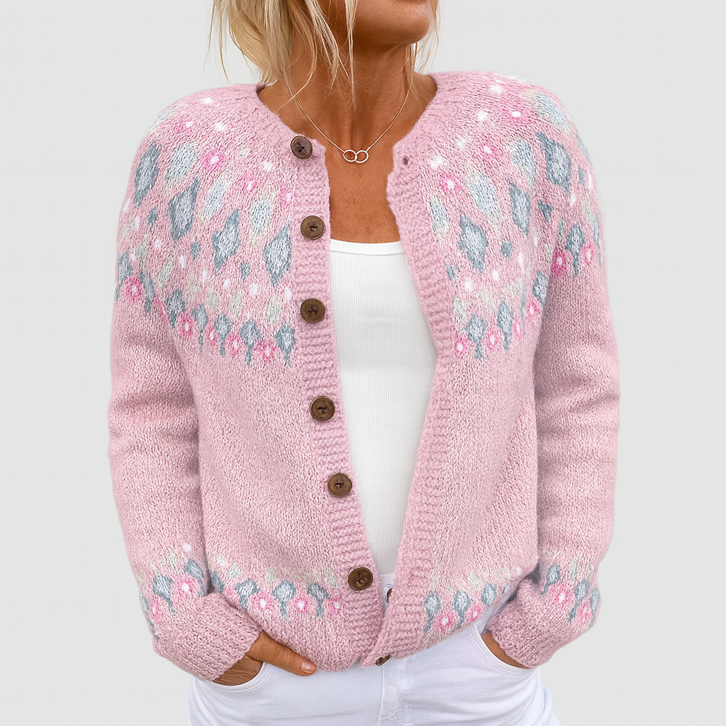 Strikket cardigan med mønster i afslappet stil