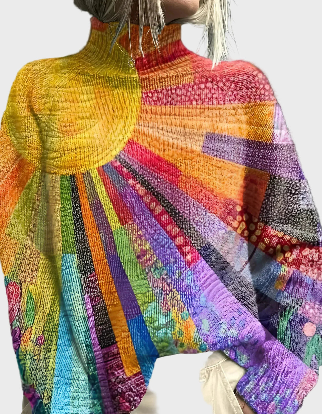 Farverig Strikket Turtleneck