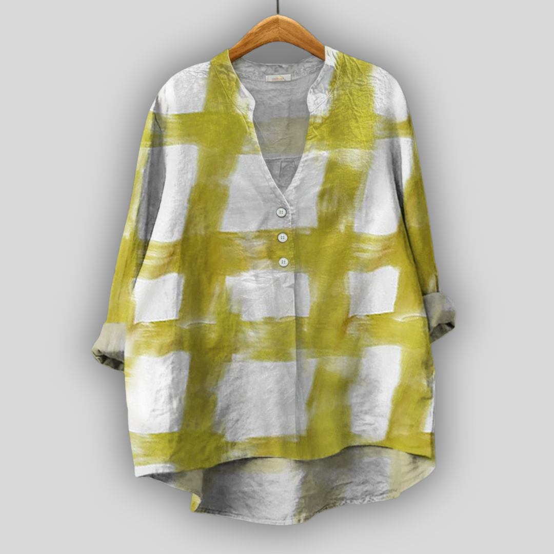 Linned Bluse Grøn Mosaik