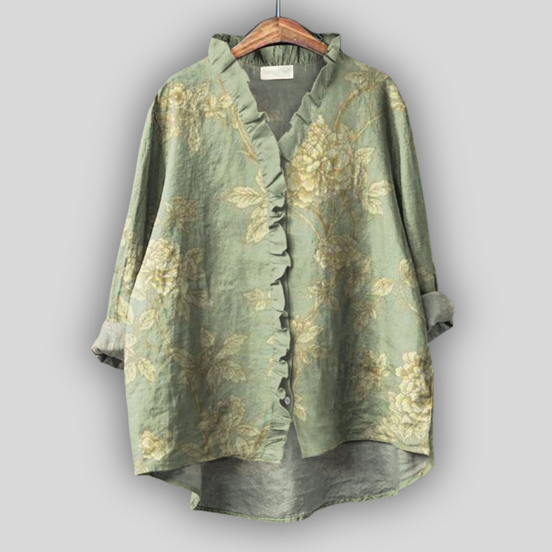 Linned Bluse Guldgrøn Aura