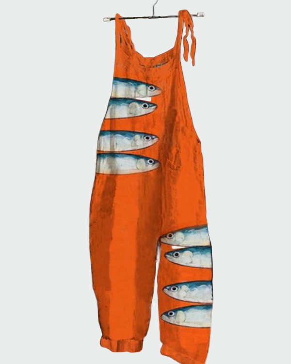 Retro jumpsuit med opdrættet bukser