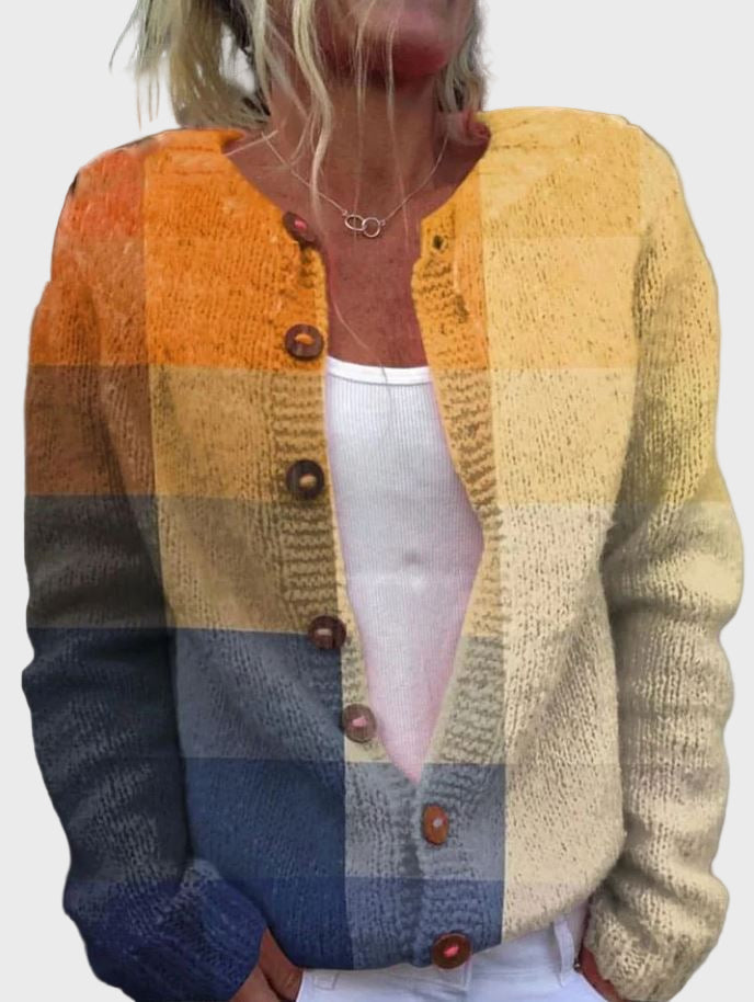 Strikket Vest med Geometrisk Mønster