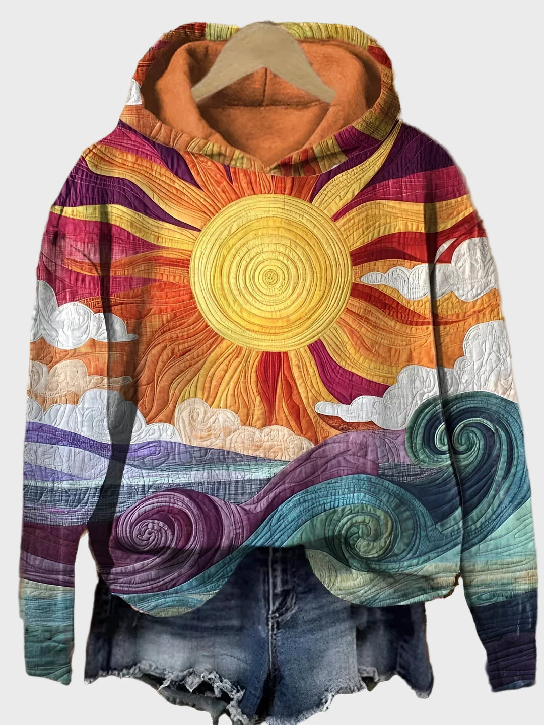 Retro Sweatshirt med Solstråle Design