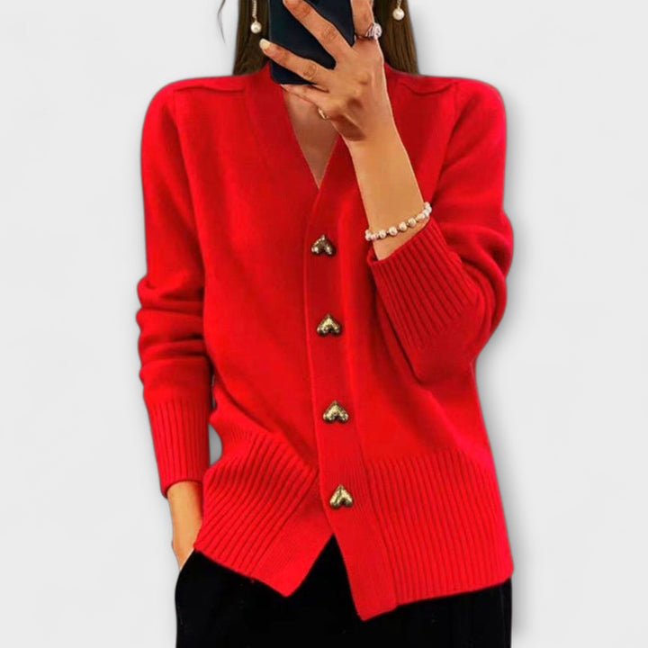 Marij – Kvindepullover med V-udskæring i vintage stil