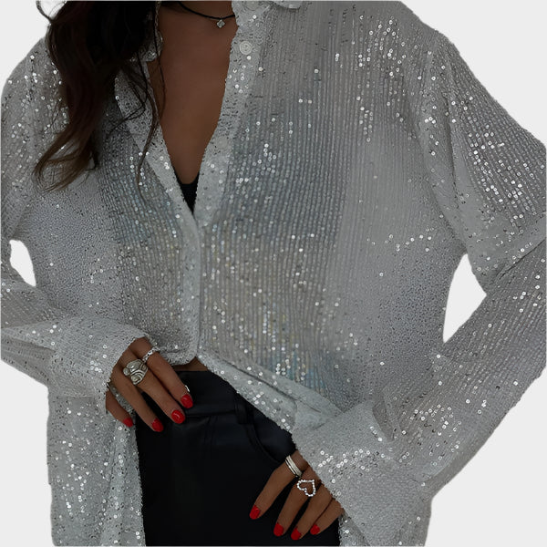 Glitrende bluse til fest