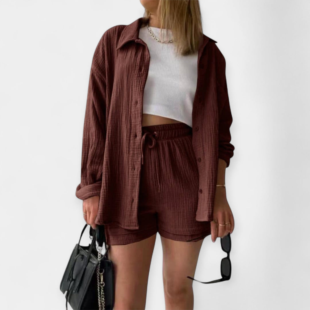 Tofarvet Sommer Sæt Top og Shorts