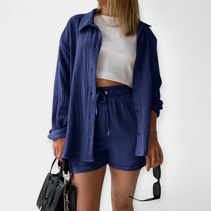 Tofarvet Sommer Sæt Top og Shorts