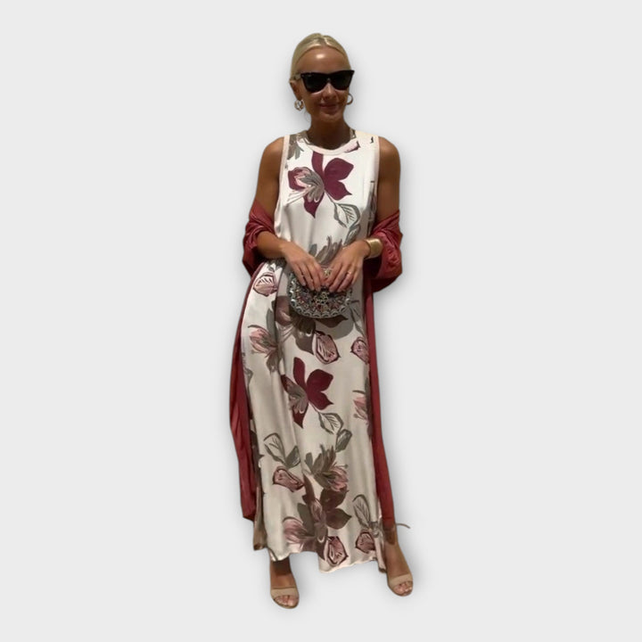 Maxi Kjole med Blomster Mønstre og Luftig Elegance
