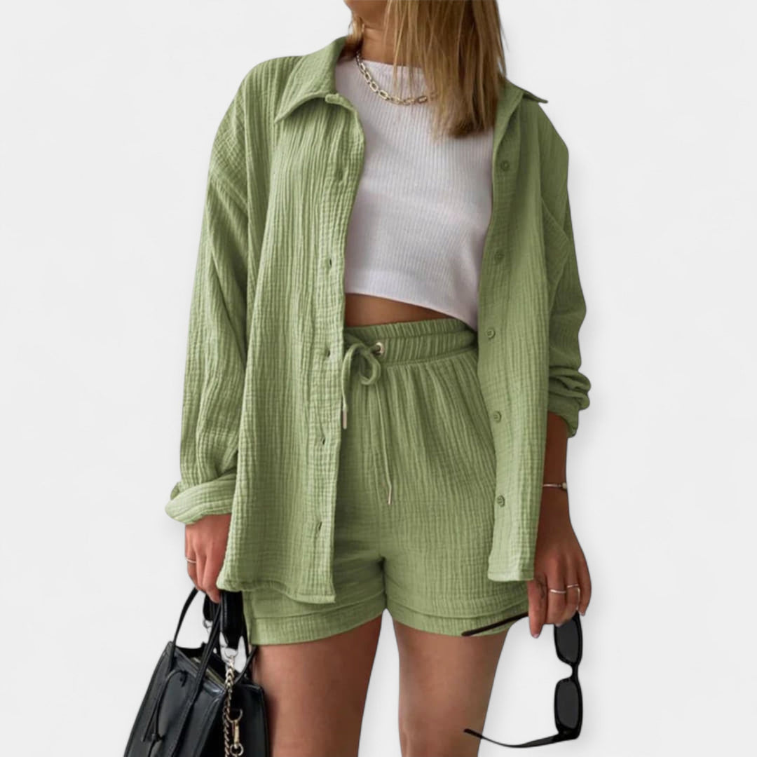 Tofarvet Sommer Sæt Top og Shorts