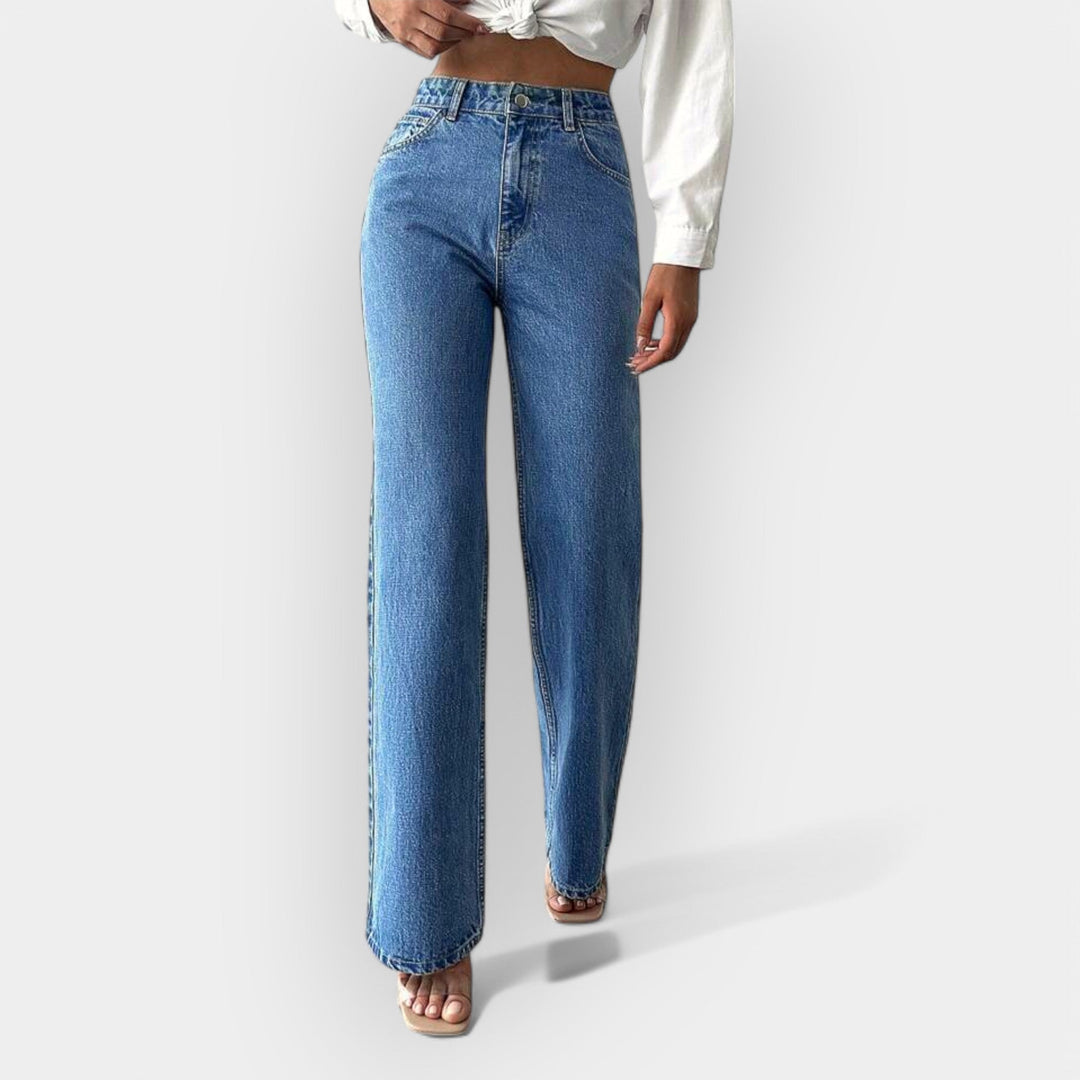 Høj Talje Jeans med Komfortabel Bred Pasform 