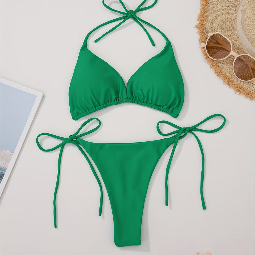 Bikini med Halterneck og V-Skæring