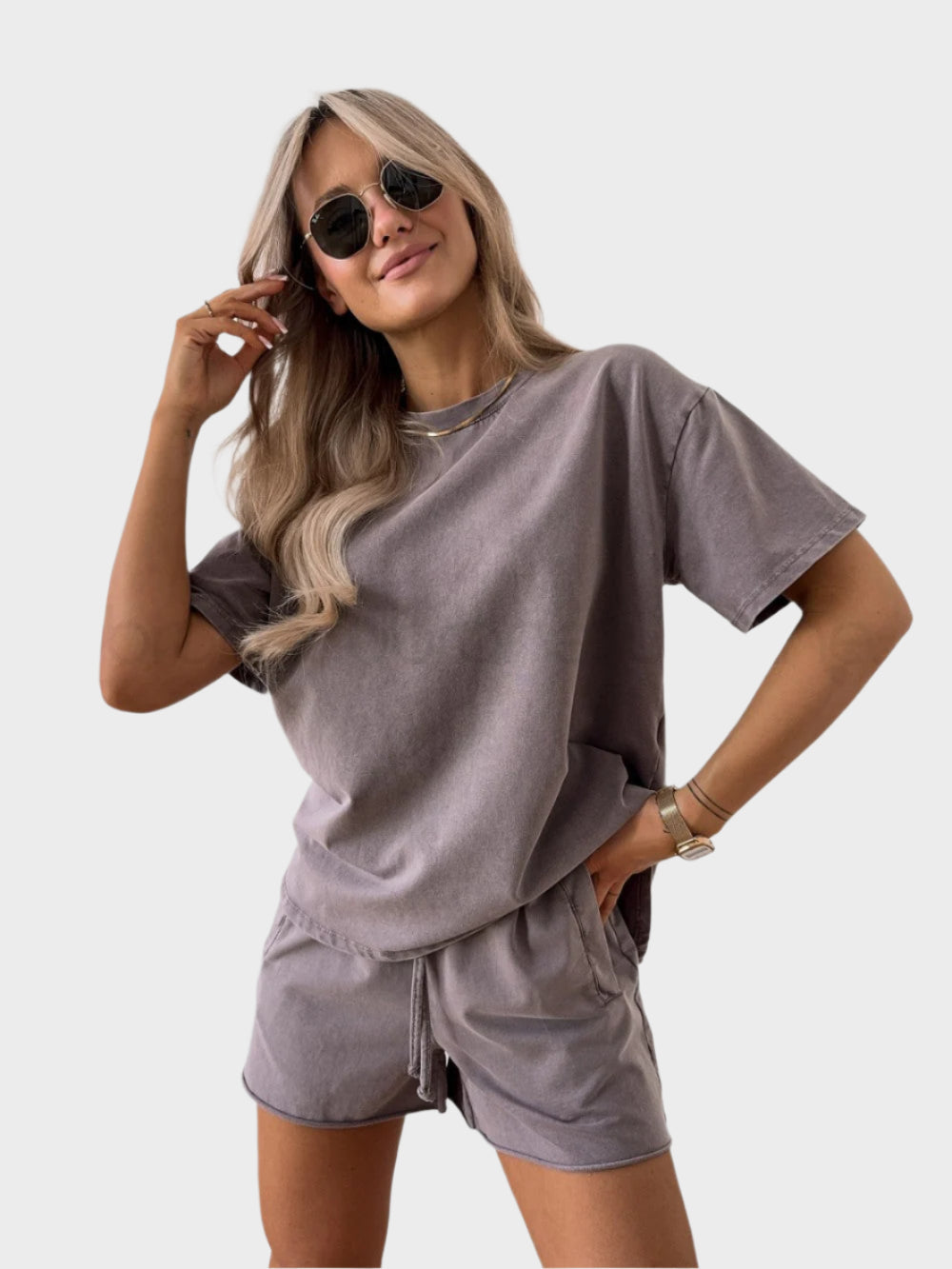 Casual Sæt med Bluse og Jogger Bukser