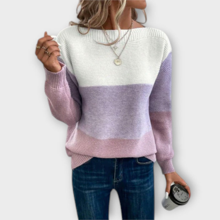 Clara - Elegant trefarvet patchwork-trøje