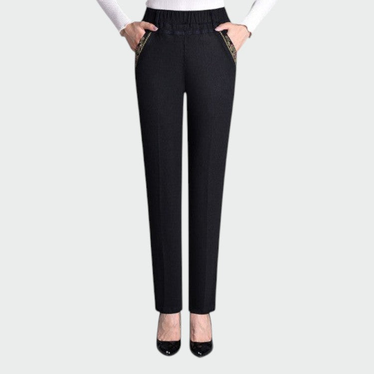 Alma - Damejeans med sidelommer og elastisk linning