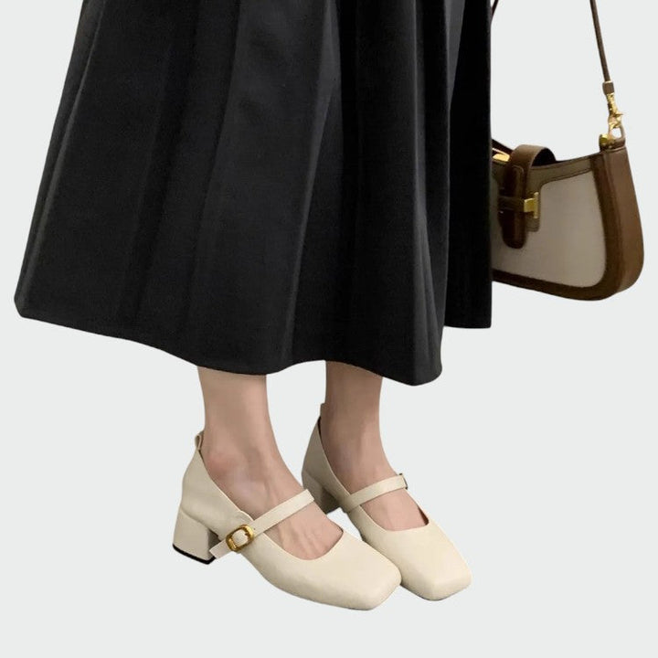 Olivia – Square Tip Højhælede Mary Jane Sko