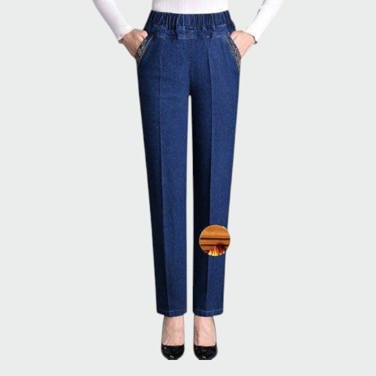 Alma - Damejeans med sidelommer og elastisk linning