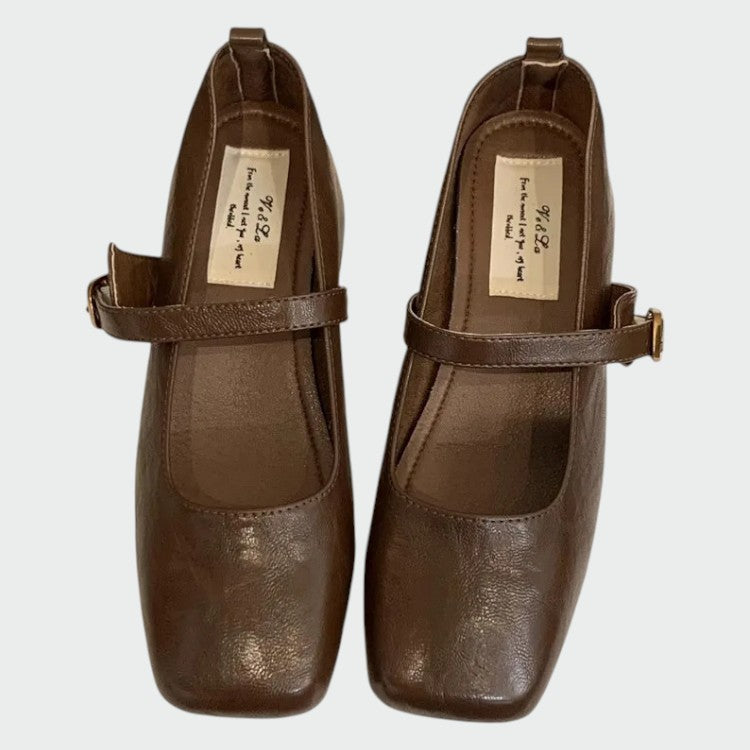 Olivia – Square Tip Højhælede Mary Jane Sko