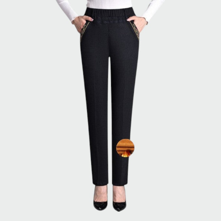 Alma - Damejeans med sidelommer og elastisk linning