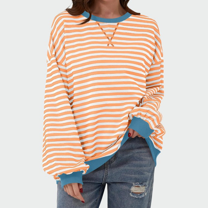 Alma – Casual Langærmet Stribet Sweatshirt med Rund Hals