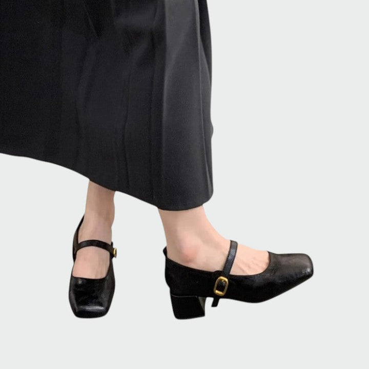 Olivia – Square Tip Højhælede Mary Jane Sko