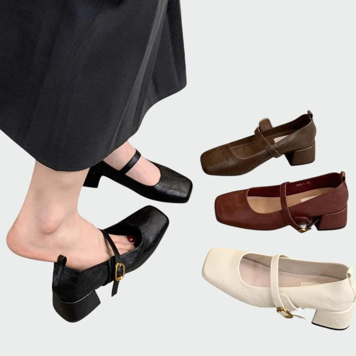 Olivia – Square Tip Højhælede Mary Jane Sko