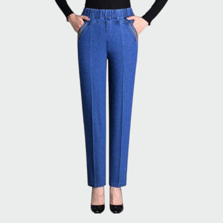 Alma - Damejeans med sidelommer og elastisk linning