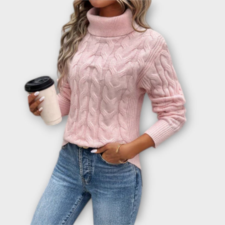 Amelia – Elegant Sweater med Rullekrave i Net 