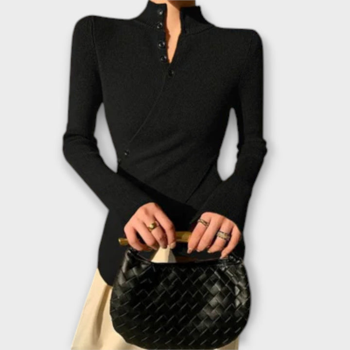 Michiko – Elegant Slim Fit Strikket T-shirt
