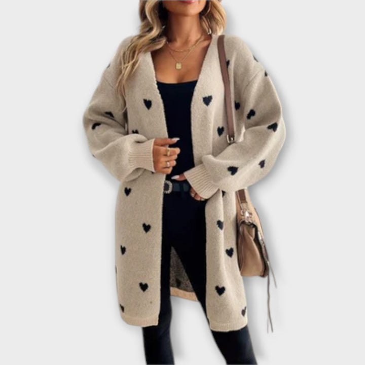 Julia - Cardigan med hjerteprint