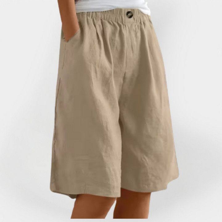 Linned Shorts med Lommer