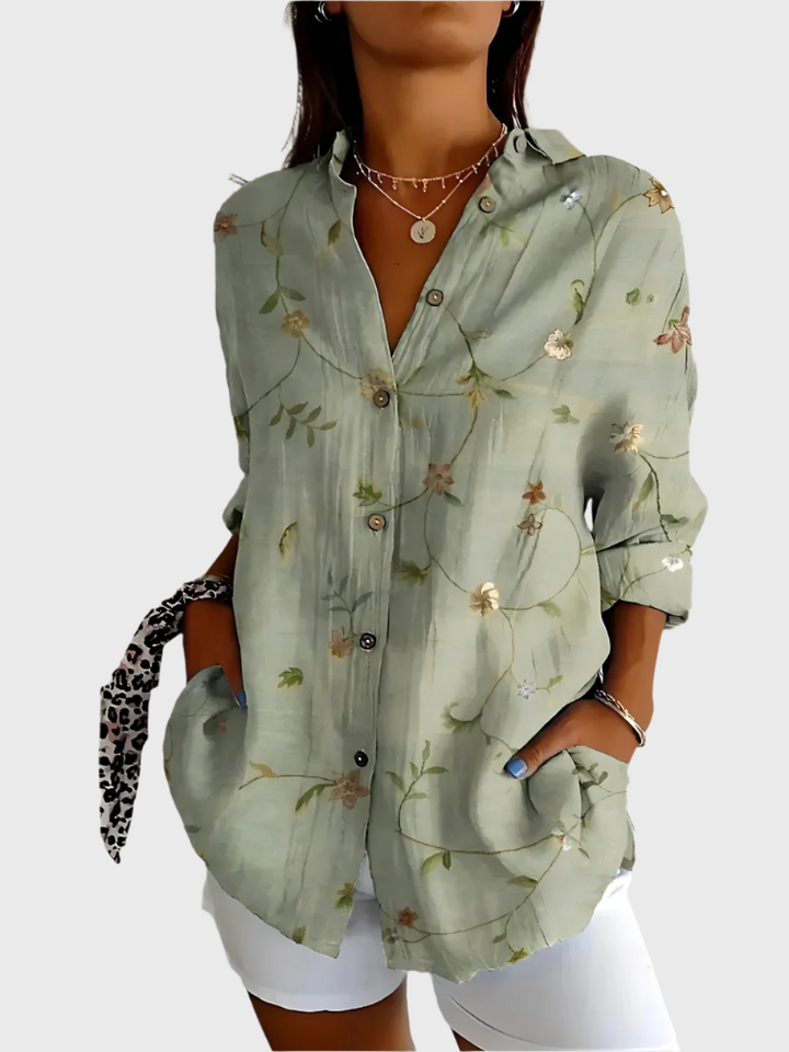 Bomuldsbluse med Blomsterdesign