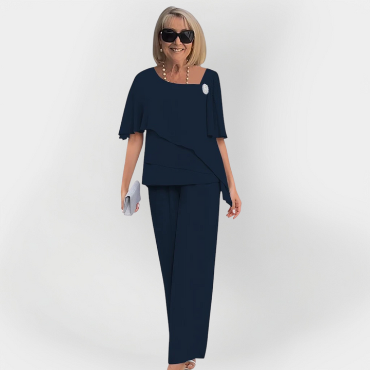 Elegant Dobbelt Sæt Bluse og Bukser