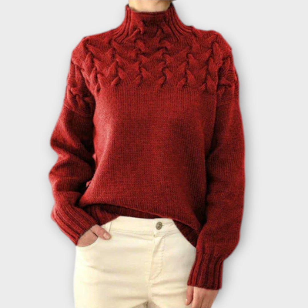 Eva - Damen sweater med strikkedetalje