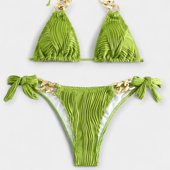 Stribet Bikini Sæt med Sømme