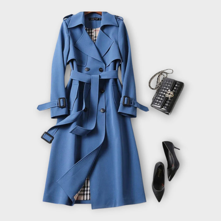 Klassisk Lang Trench Coat med Bælte