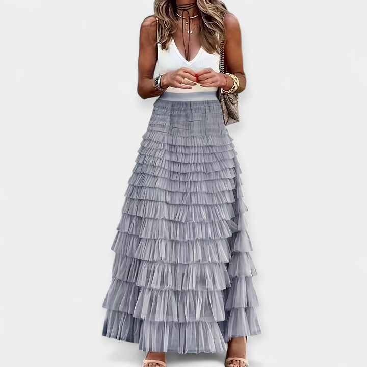 Boho Nederdel med Net Satin Kant