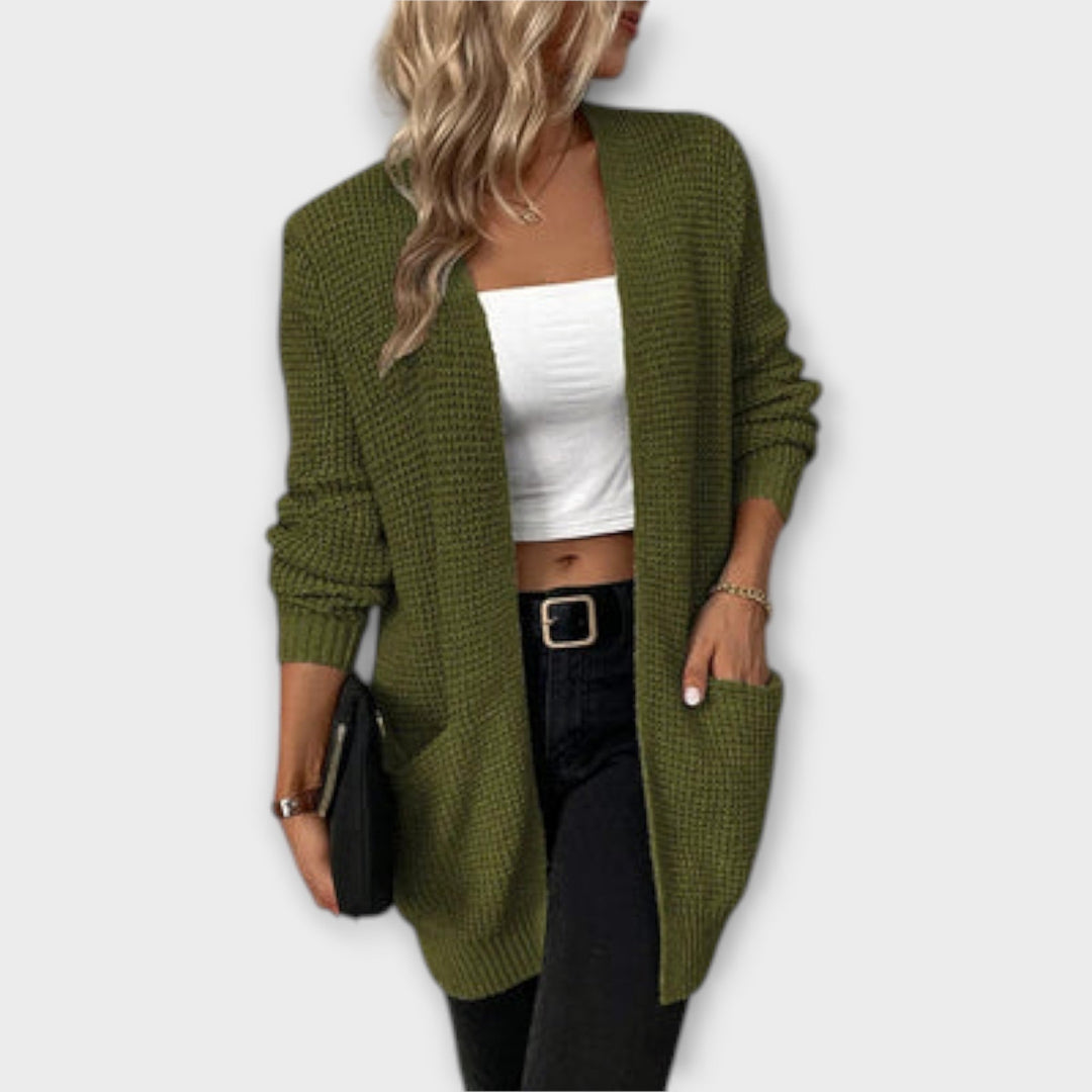Nansy - afslappet strikket cardigan med lommer 
