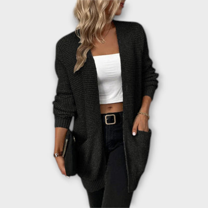 Nansy - afslappet strikket cardigan med lommer 