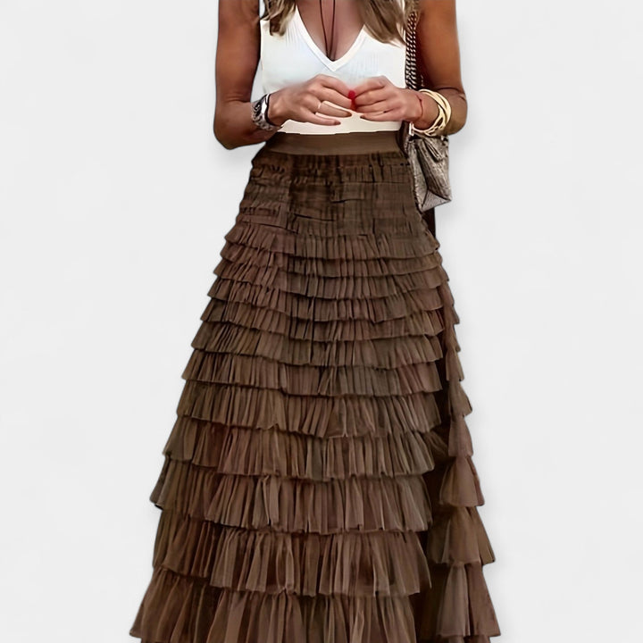 Boho Nederdel med Net Satin Kant