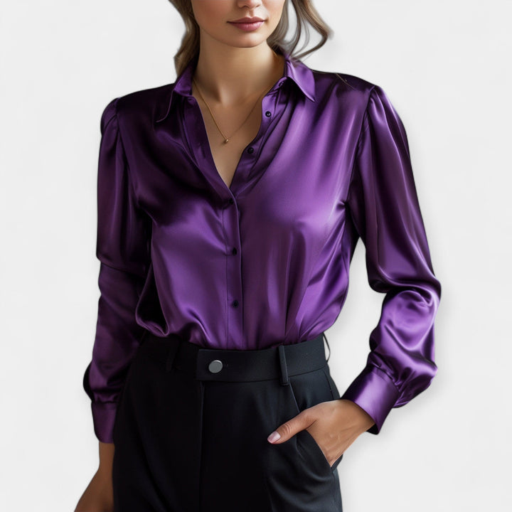 Satinbluse med Krave 