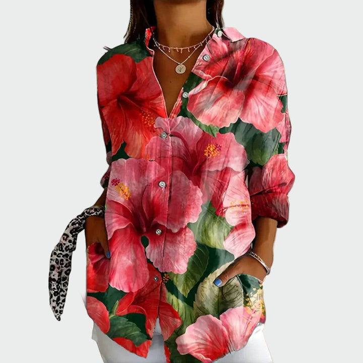 Stilfuld bluse med blomsterdesign