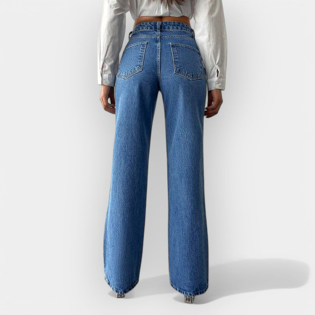 Høj Talje Jeans med Komfortabel Bred Pasform 
