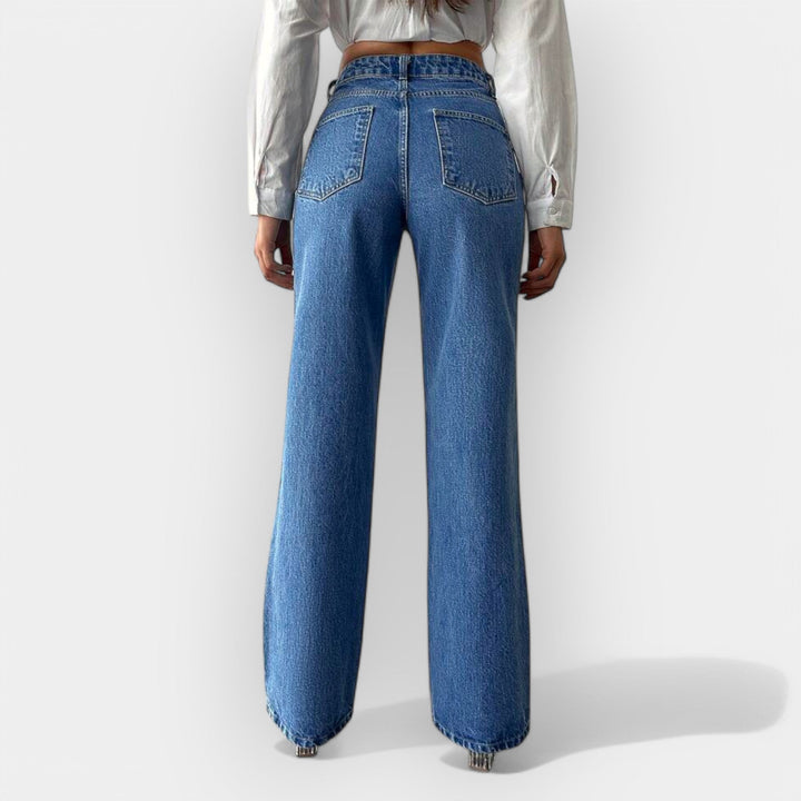 Høj Talje Jeans med Komfortabel Bred Pasform 